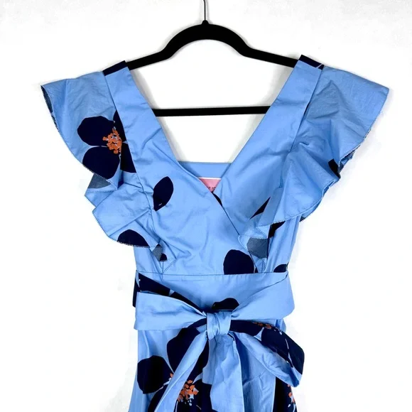 KATE SPADE Grand Flora Poplin Midi Dress - Blue Heron - OUMU1251 - Sz 0 - Picture 4 of 9